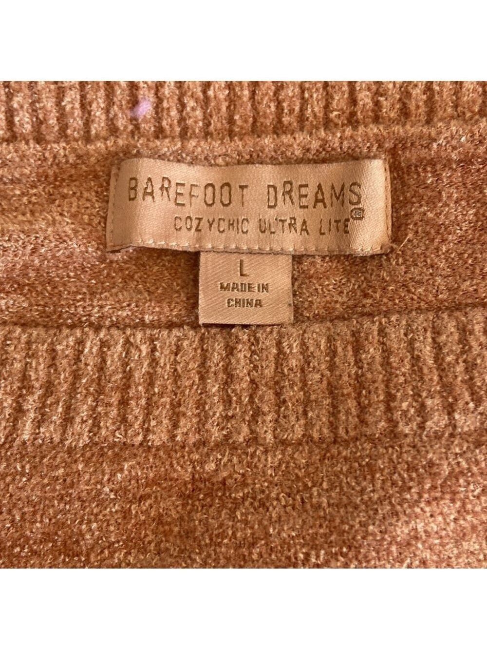 Barefoot Dreams Cozy Chic Ultra Lite Dockside Pointelle Pullover in Amber Glow - Picture 5 of 6